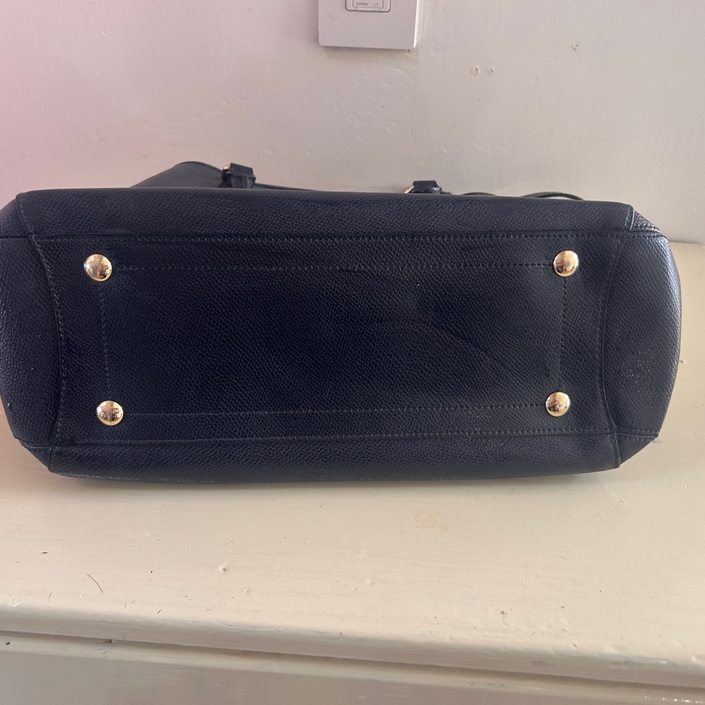 Navy blue coach Leather Handbag - Picture 5 of 11